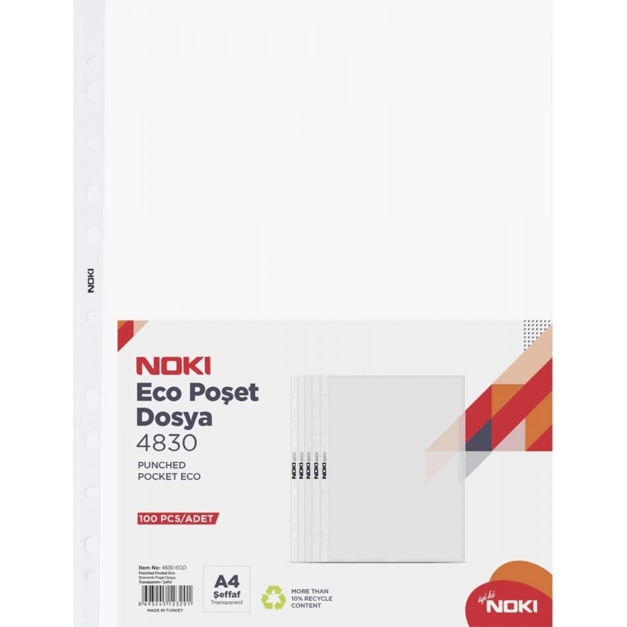 Delikli Poşet Dosya A4 Eko 100'lü Paket Noki Delikli Poşet Dosya A4 Eko 100'lü Paket Noki